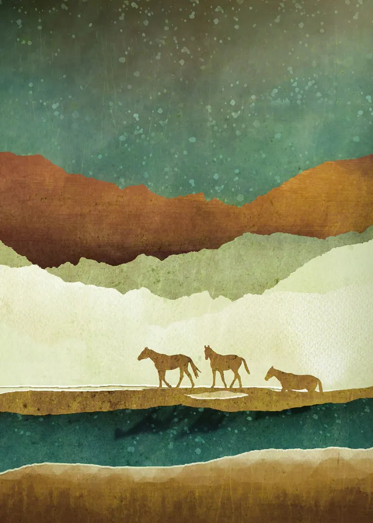 lumi-boards-art-f809f1bc1a904d67-1.webp LumiPoster — Horses under the starry sky - Image 1