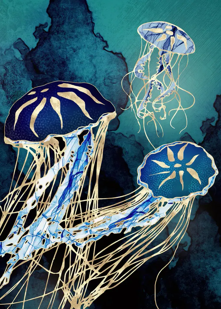 lumi-boards-art-fb130cd55579611e-1.webp LumiPoster — Blue jellyfish and gold threads - Image 1