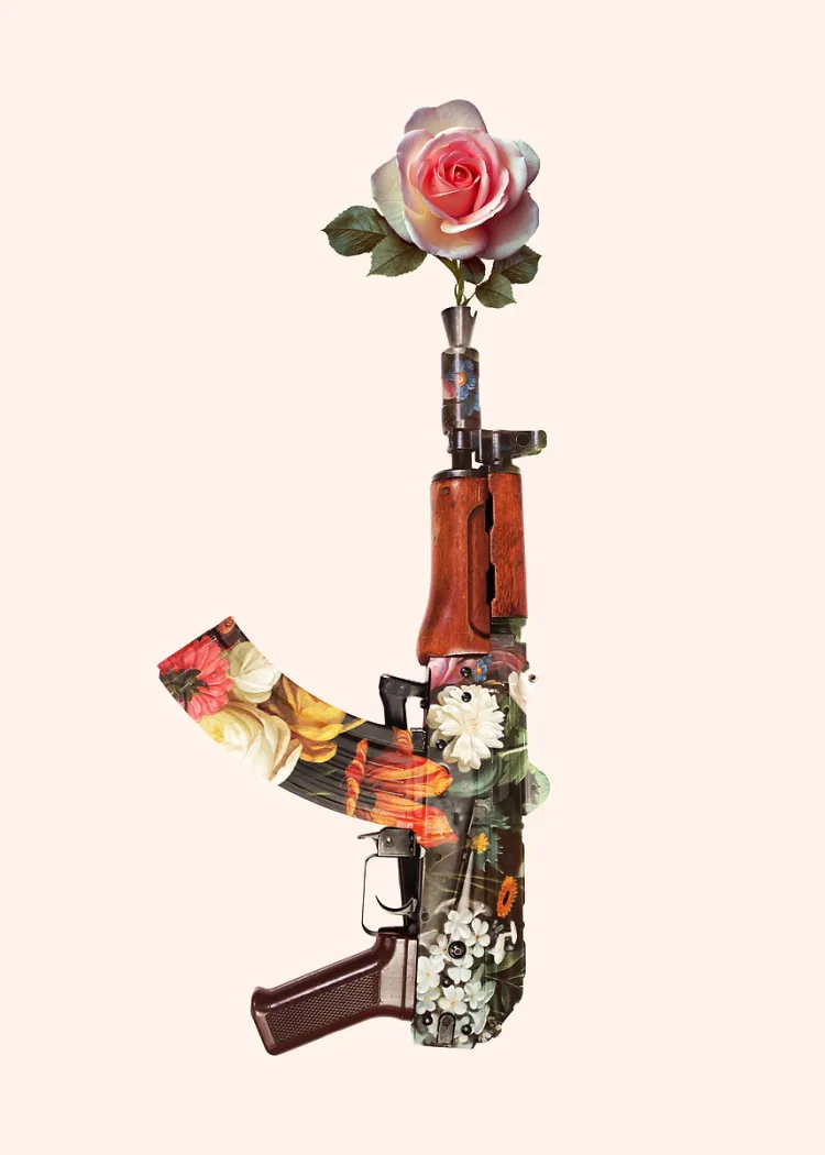 lumi-boards-art-fc4e5f1c2a742318-1.webp LumiPoster — A gun from which a rose grows - Image 1