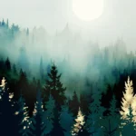 LumiPoster — شمس في غابة ضبابية