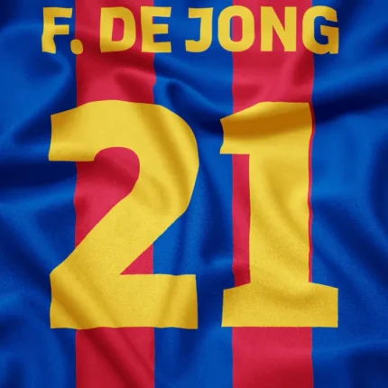 Barcelona striped shirt with F. De Jong and number 21