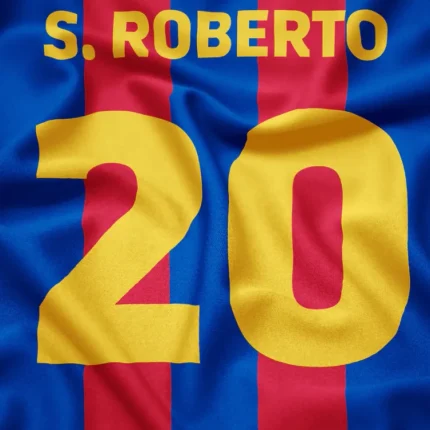 Barcelona striped shirt with S. Roberto and number 20