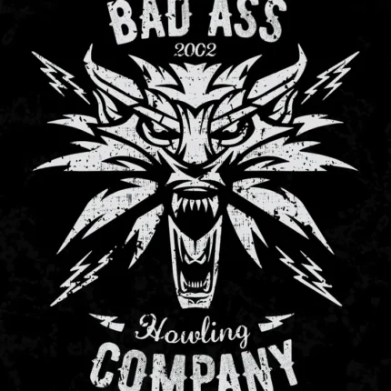 White wolf head emblem with lightning bolts and the text Howling Company