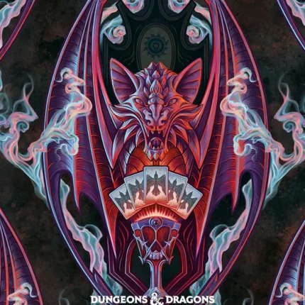 Purple vampire bat with spread wings and smoke swirls above the Dungeons and Dragons Ravenloft logo