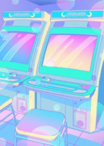 LumiPoster — Pastel colored arcade machines