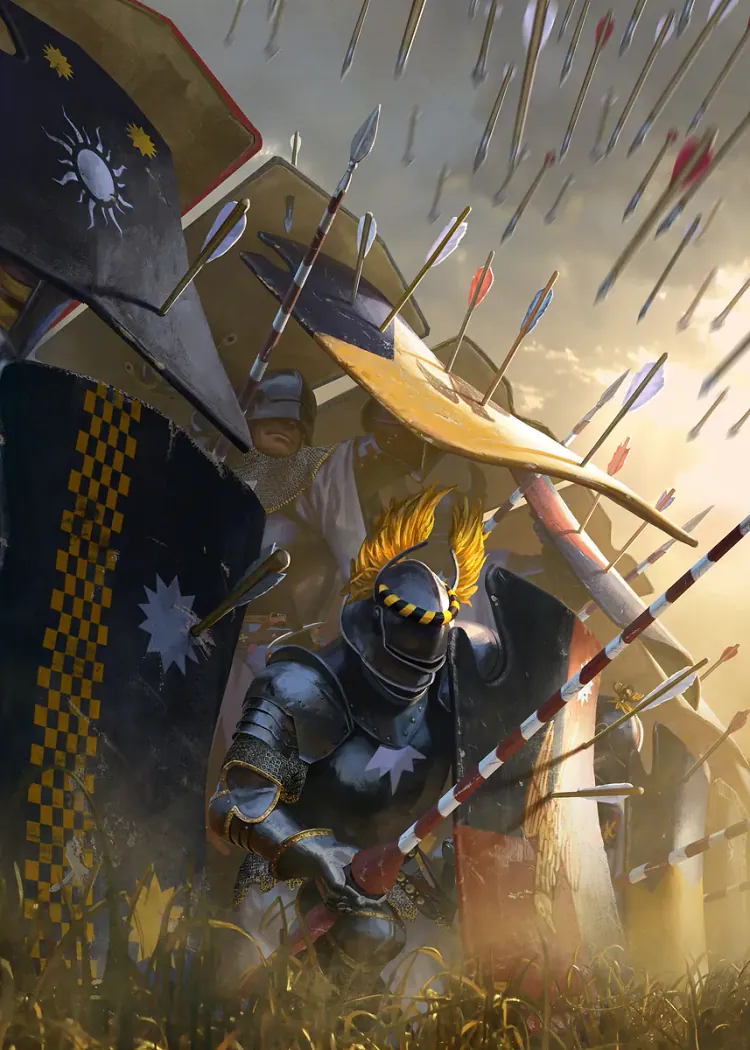 lumi-boards-gaming-caf470d74bb12bd2-1.webp LumiPoster — Gwent Knight under a hail of arrows - Image 1