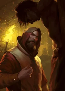 LumiPoster — Gwent bearded man in a red hooded robe