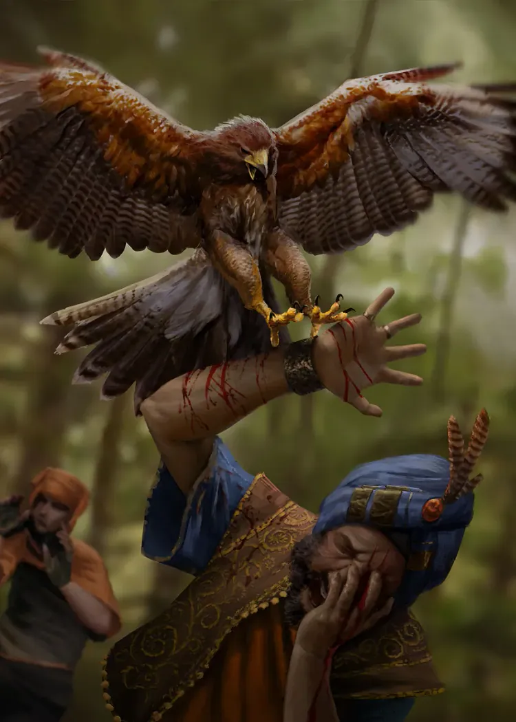 lumi-boards-gaming-e621c418bfd858b9-1.webp LumiPoster — Gwent falconer in the wild - Image 1