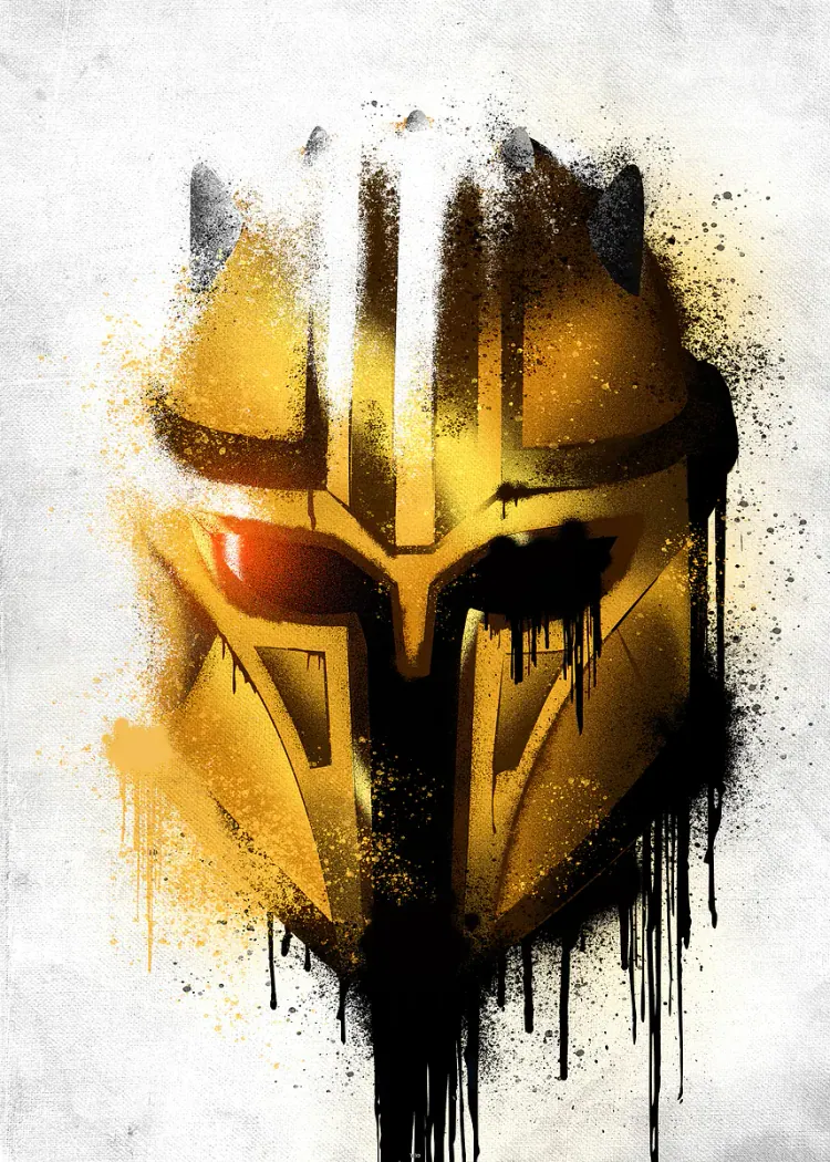 lumi-boards-movies-4b9426b30b8a920a-1.webp LumiPoster — Star Wars - Golden Armorer Helmet - Image 1