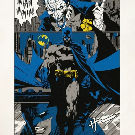Manga-style Batman poster with the Joker, bat symbol and Japanese title text