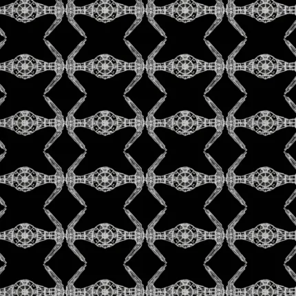 Repeating grey TIE Fighter network pattern on a black background