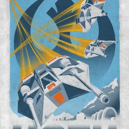 Snowspeeders over Hoth with text Support the Rebellion and HOTH