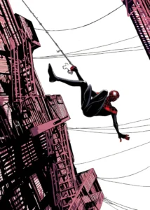 LumiPoster — Miles Morales swings between buildings