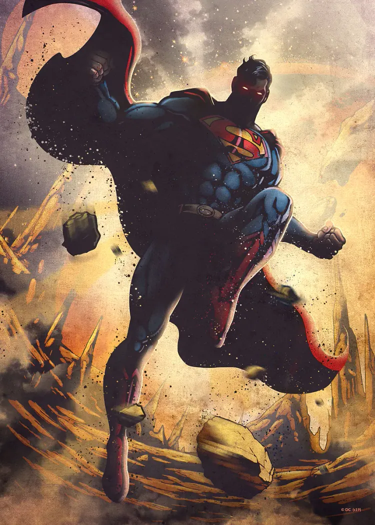 lumi-boards-movies-e8c5e9b5fd259faf-1.webp LumiPoster — Superman flies between rocks - Image 1