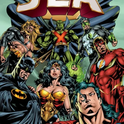 JLA number 1 comic cover with Batman, Wonder Woman, Superman and the Flash