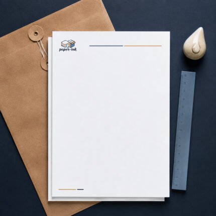 طباعة ورق مراسلات فاخر أبيض – نموذج منتج مطبوع ومخصص من Paper Ink