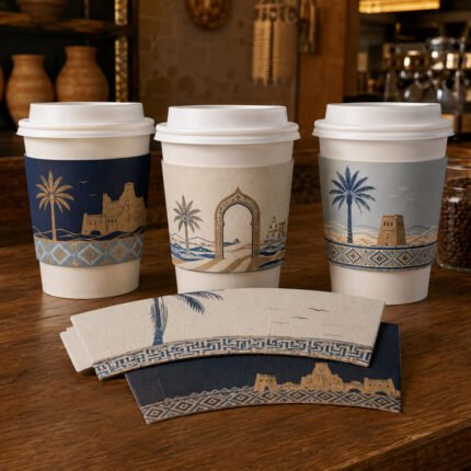 طباعة حزام ورقي مخصص للأكواب (Cup Sleeve) ليوم التأسيس – نموذج منتج مطبوع ومخصص من Paper Ink