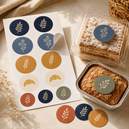 Custom Round Stickers with Colour Background by Paper Ink