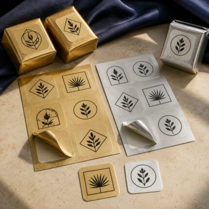 Custom Matte Gold & Silver Stickers by Paper Ink