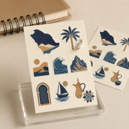 استيكرات في شيت A6 لليوم الوطني السعودي 96 مخصص بالطباعة – نموذج منتج مطبوع ومخصص من Paper Ink