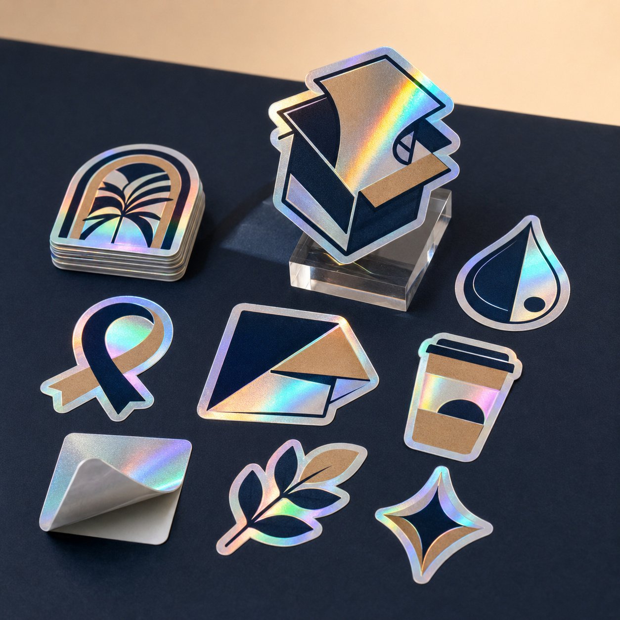 Custom Holographic Die-Cut Stickers Custom printed holographic die-cut stickers by Paper Ink