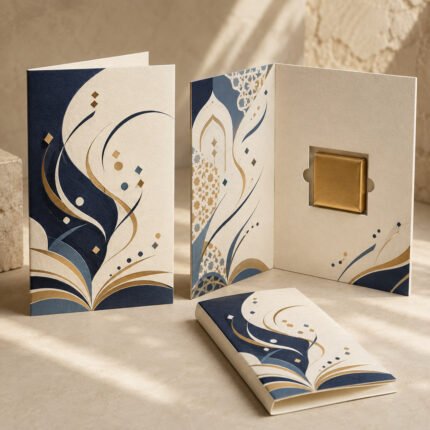 كرت مطوي يوم اللغة العربية – نموذج منتج مطبوع ومخصص من Paper Ink