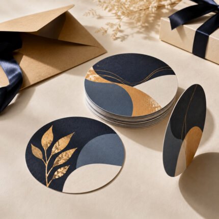 كروت دائرية مطبوع بتصميم مخصص – نموذج منتج مطبوع ومخصص من Paper Ink