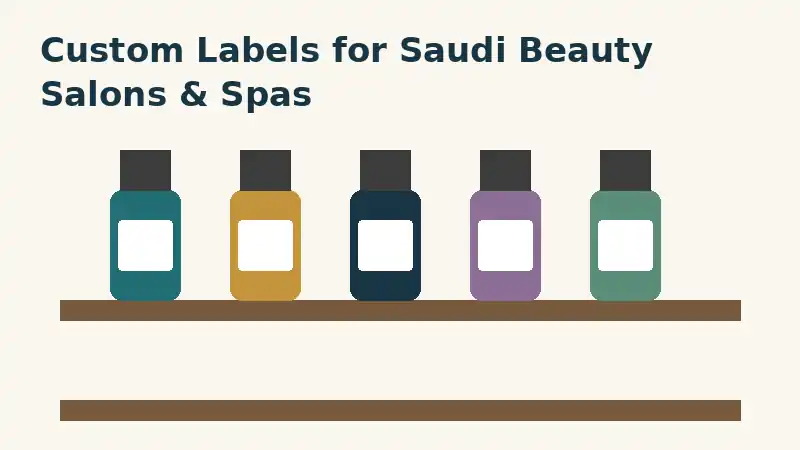 Illustration of colorful labeled bottles on a salon retail shelf