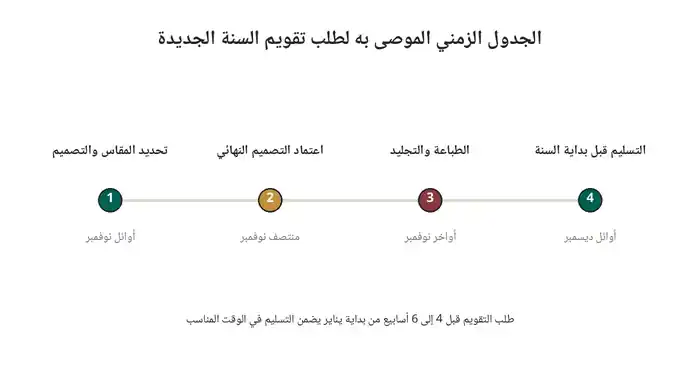 جدول زمني موصى به لطلب تقويم حائط للشركات قبل بداية السنة