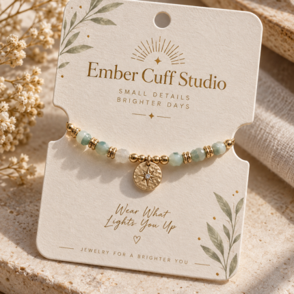 بطاقة عرض سوار مخصصة بالشعار — Custom branded jewelry display card 1