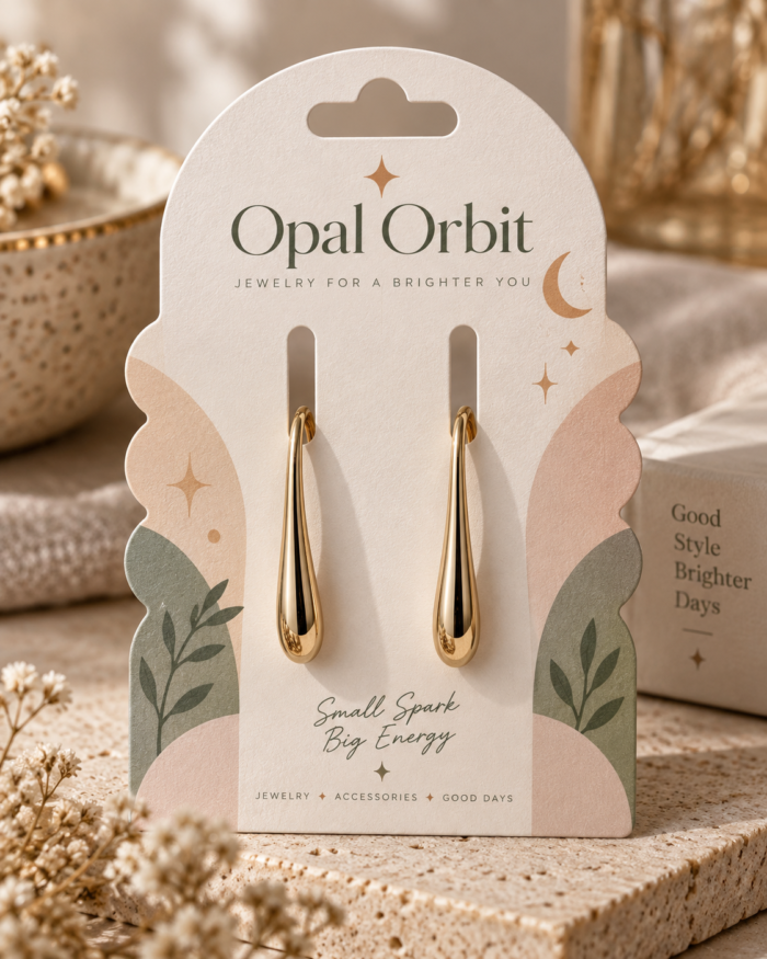 Custom branded earring display card, design example 3