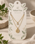 Custom branded necklace display card, design example 4