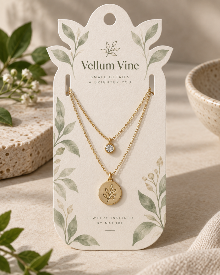 بطاقة عرض قلادة مخصصة بالشعار — Custom branded jewelry display card 4