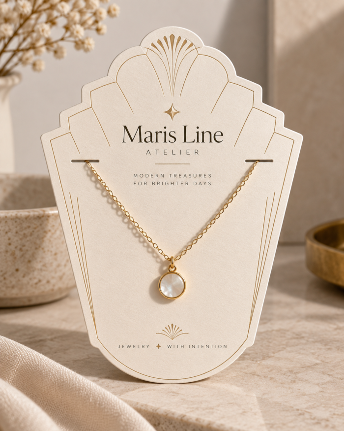 بطاقة عرض قلادة مخصصة بالشعار — Custom branded jewelry display card 5
