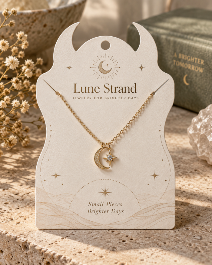 بطاقة عرض قلادة مخصصة بالشعار — Custom branded jewelry display card 6