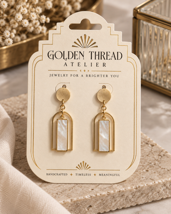 Custom branded earring display card, design example 14