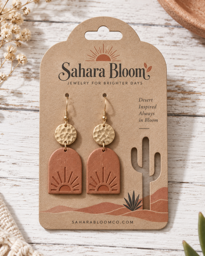 بطاقة عرض أقراط مخصصة بالشعار — Custom branded jewelry display card 19