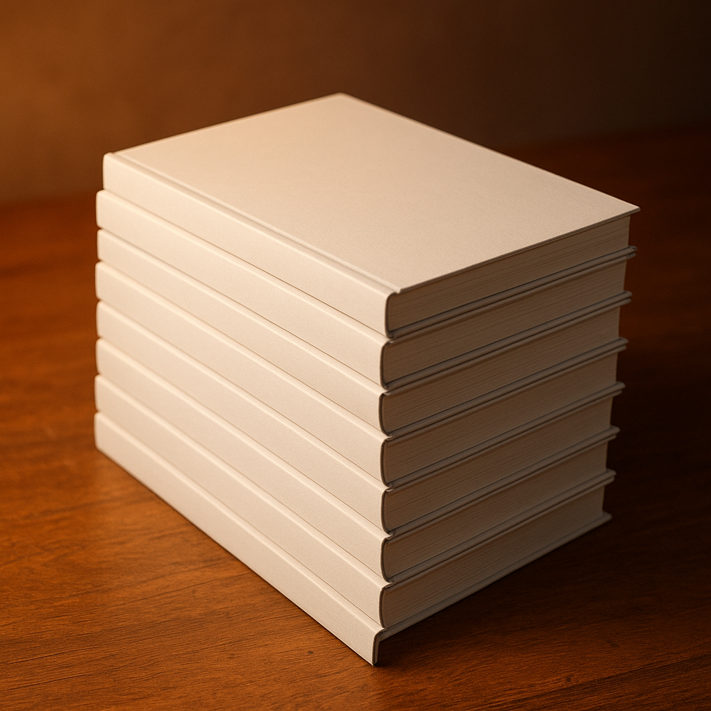 Stack of bound manga and comic book volumes on a desk
